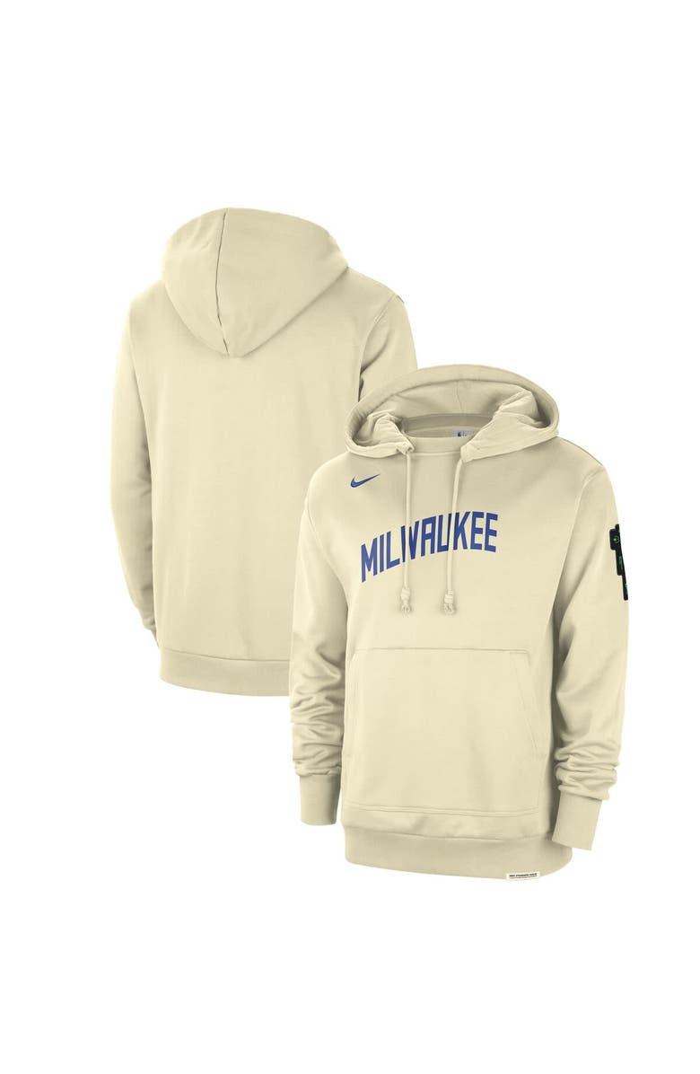 Nike Men's Nike Cream Milwaukee Bucks 2023/24 City Edition Courtside Standard Issue Pullover Hoodie, Main, color, 