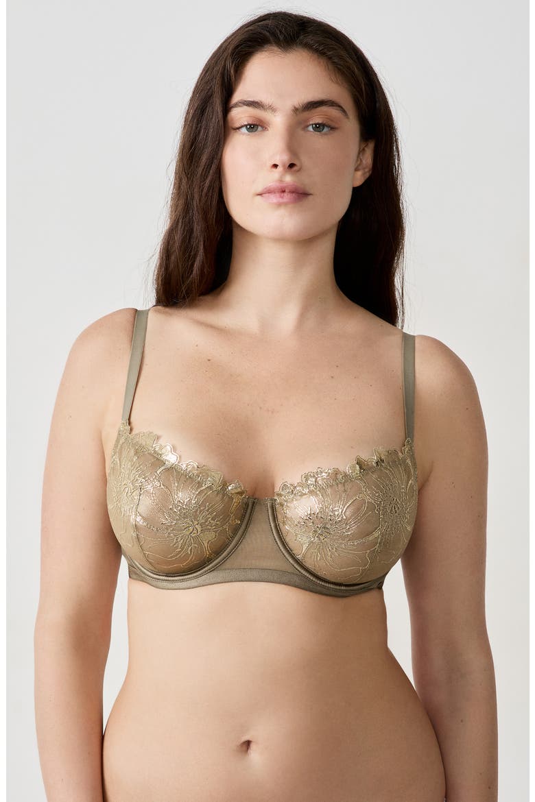Amaryllis Embroidered Underwire Demi Bra, Alternate, color, COPPER