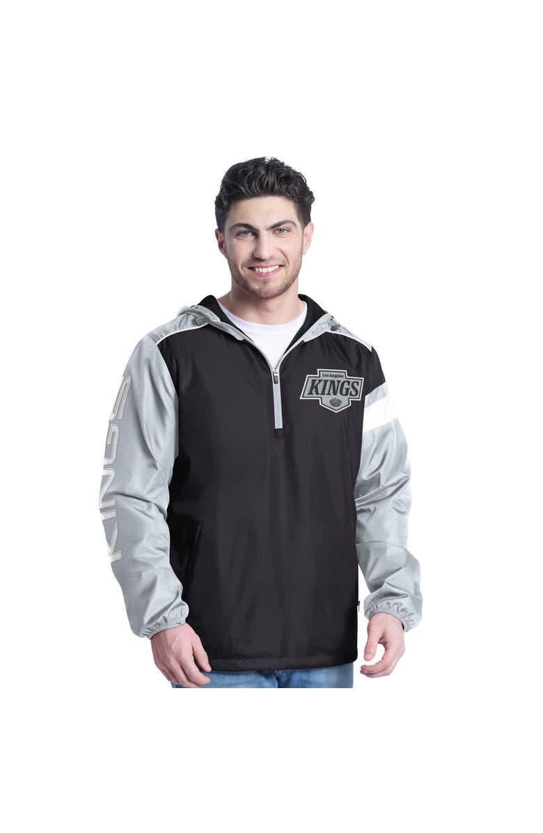 G-III SPORTS BY CARL BANKS Men's G-III Sports by Carl Banks Black/Silver Los Angeles Kings Lateral Half-Zip Hoodie Jacket, Main, color, Black