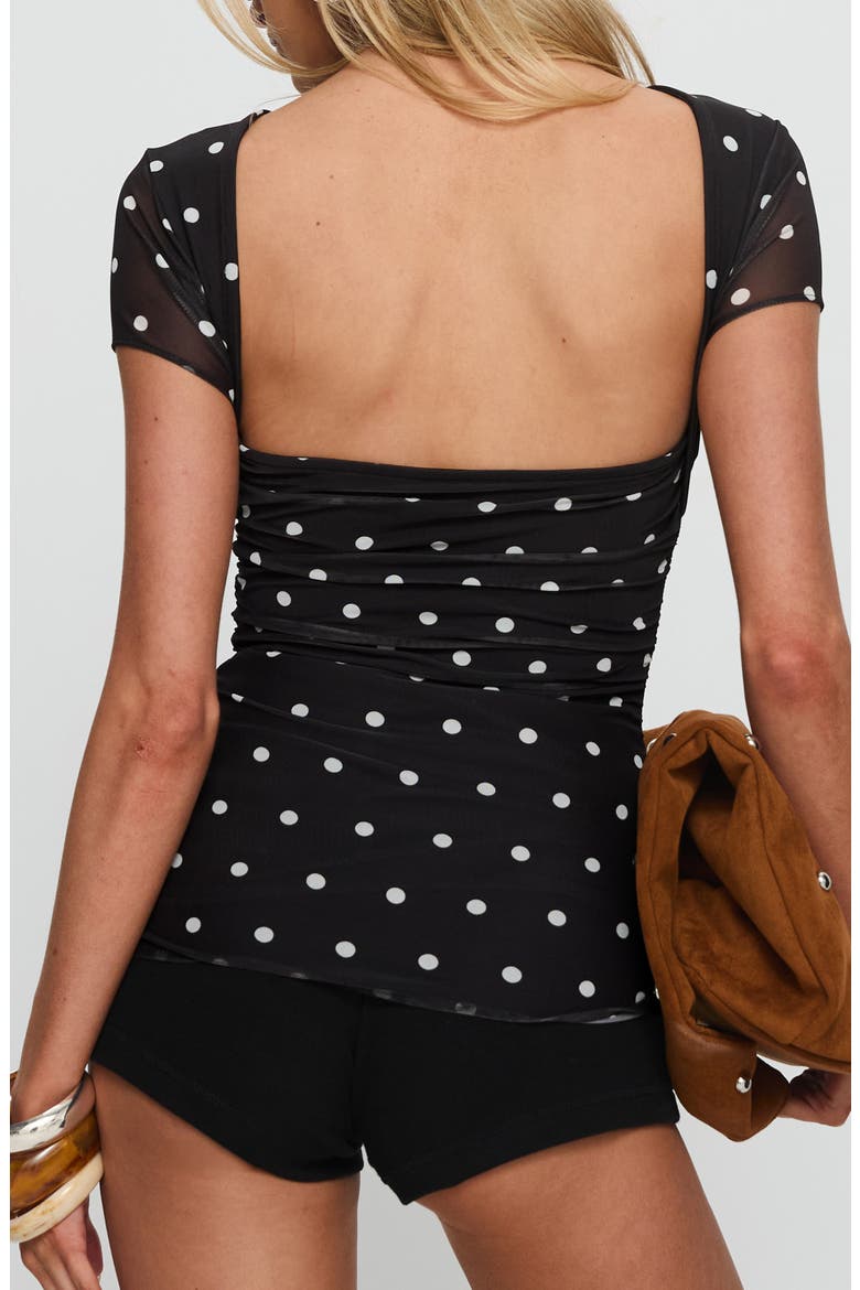 Attraction Polka Dot Mesh Top, Alternate, color, BLACK POLKA