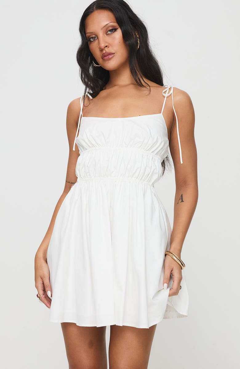 Princess Polly Jacksonne Organic Cotton Mini Sundress, Alternate, color, White