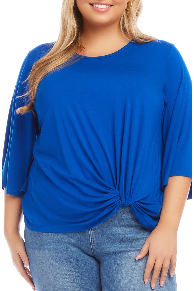 Flare Sleeve Tucked Hem Top, Main, color, SAPPHIRE BLUE