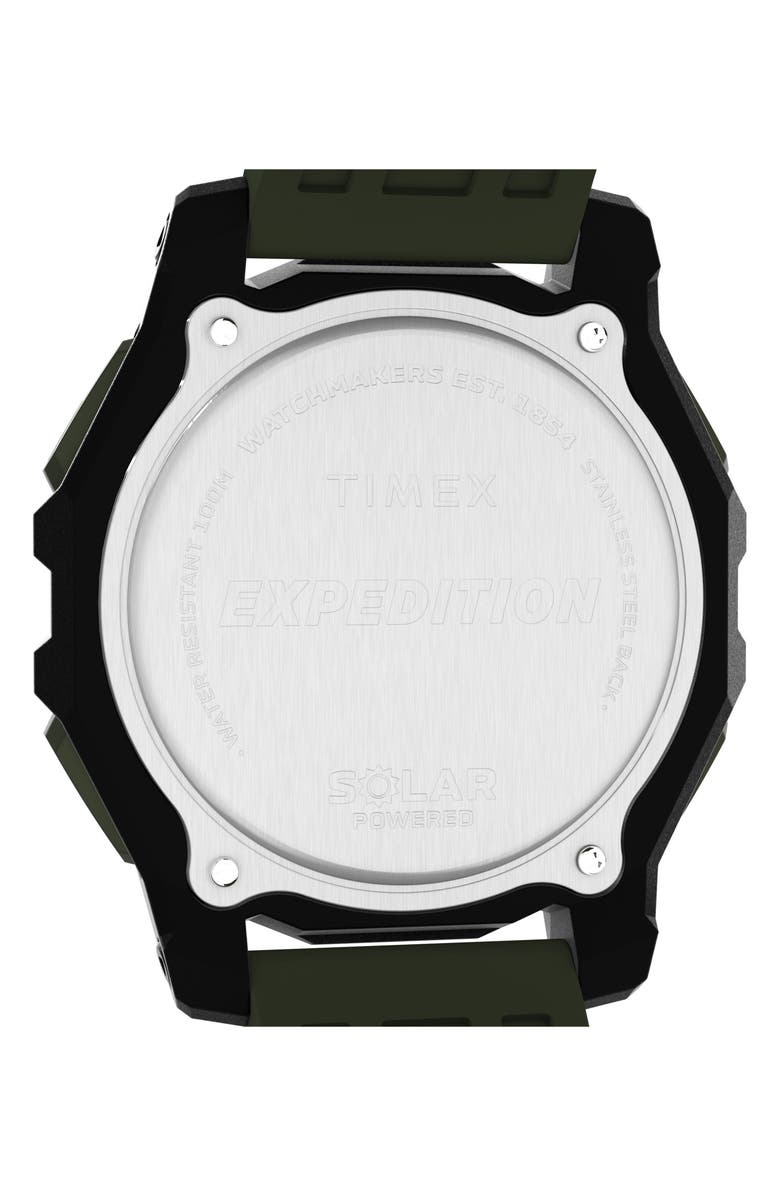 Timex<sup>®</sup> Expedition Ridge Solar Digital Silicone Strap Watch, 49mm, Alternate, color, Green