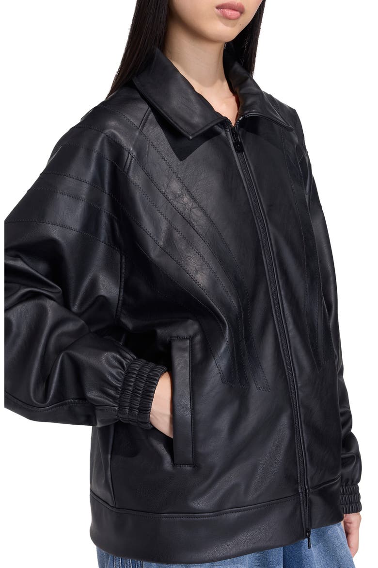 ジャケット・アウター THEREDTHREAD fake leather jacket black Three-Stripe Faux Leather Jacket (Women) | Nordstromrack
