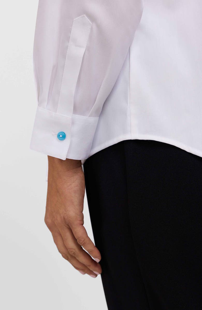 Foxcroft Charlie Floral Trim Cotton Blend Button-Up Shirt, Alternate, color, 