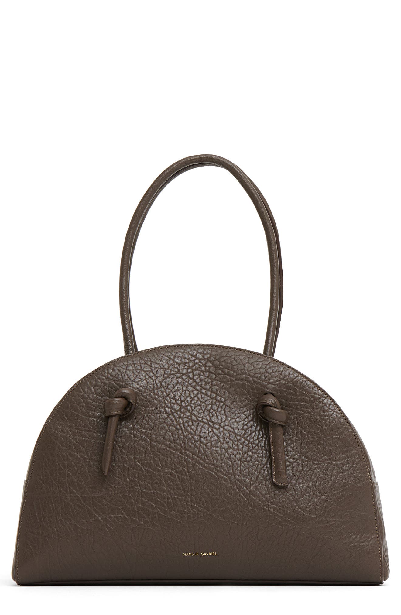 Mansur Gavriel Fortuna Leather Bowling Bag, Main, color, Ebony