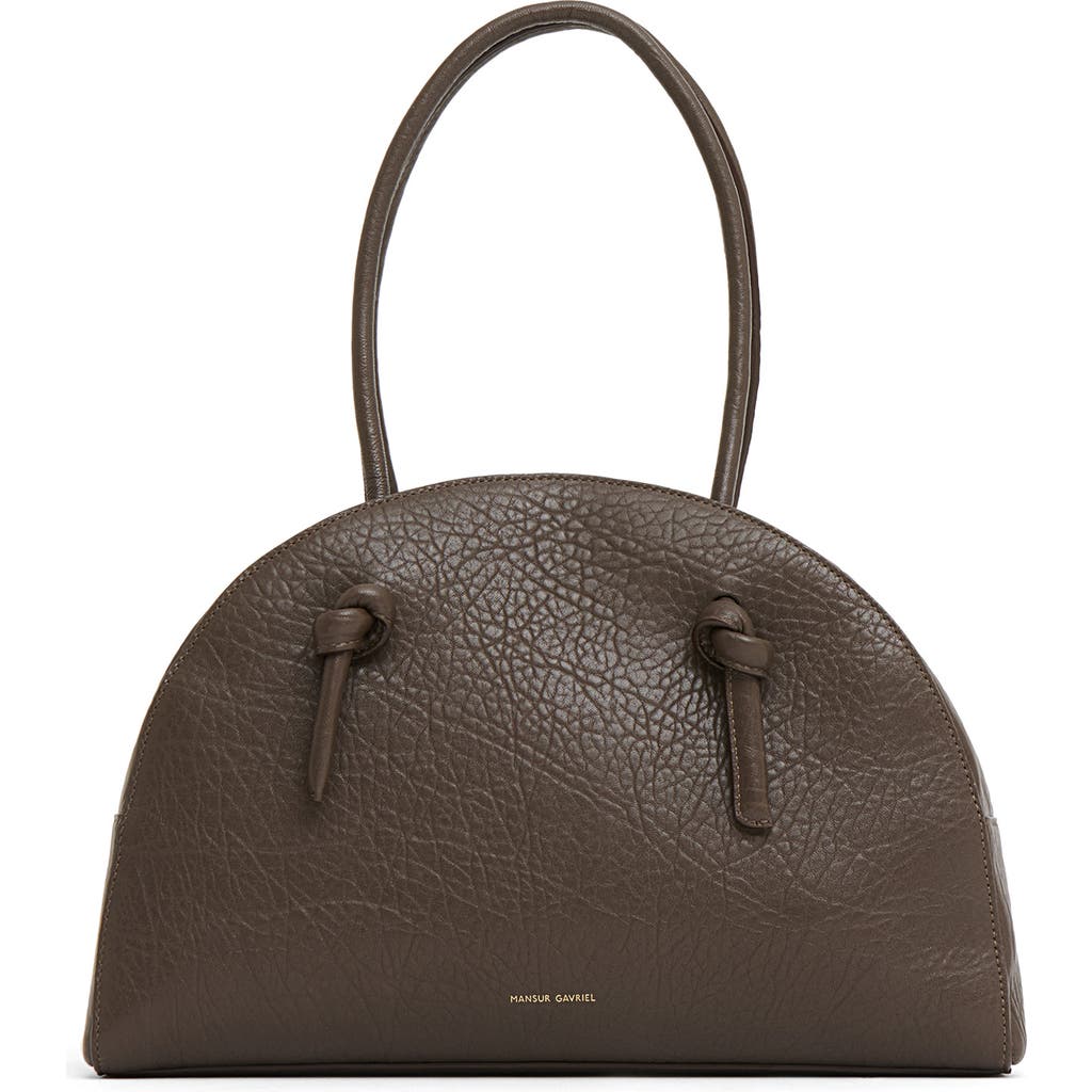 Mansur Gavriel Fortuna Bowling Bag In Ebony Stamped Lambskin