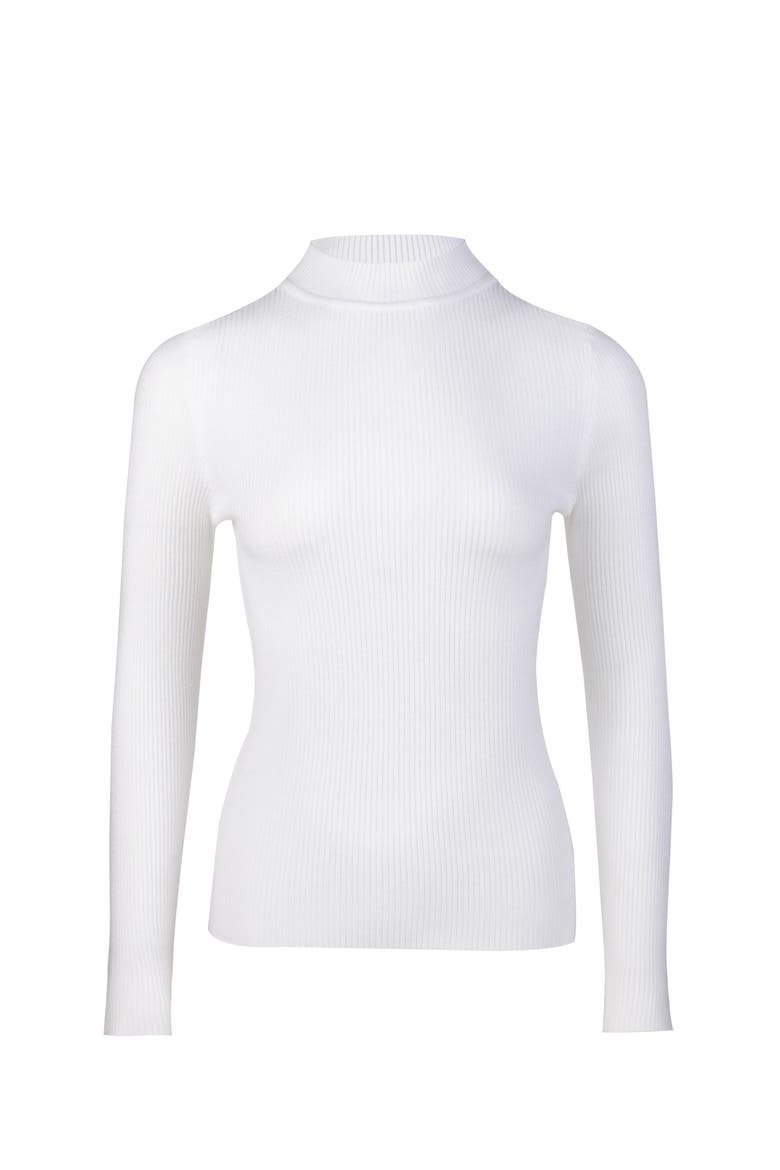 Slim Fit Ribbed Mock Neck Sweater Top, Alternate, color, White