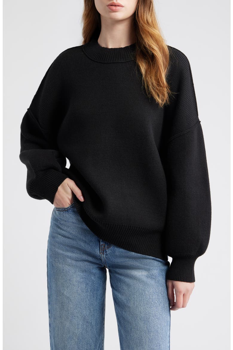 Oversize Rib Sweater, Main, color, BLACK