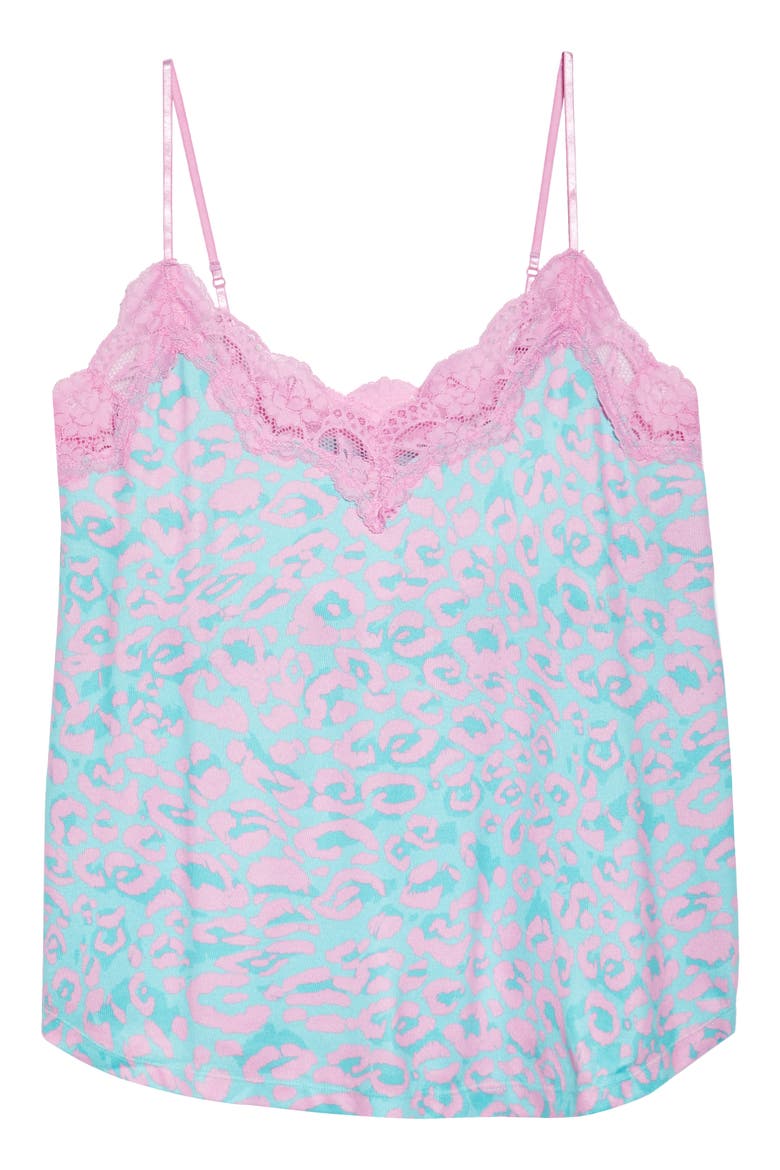 Leo Dreams Lace Trim Brushed Jersey Pajama Tank, Alternate, color, AQUA