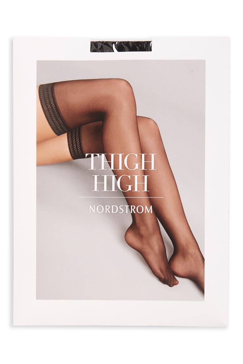 Sheer Thigh High Stay-Up Stockings, Alternate, color, BLACK