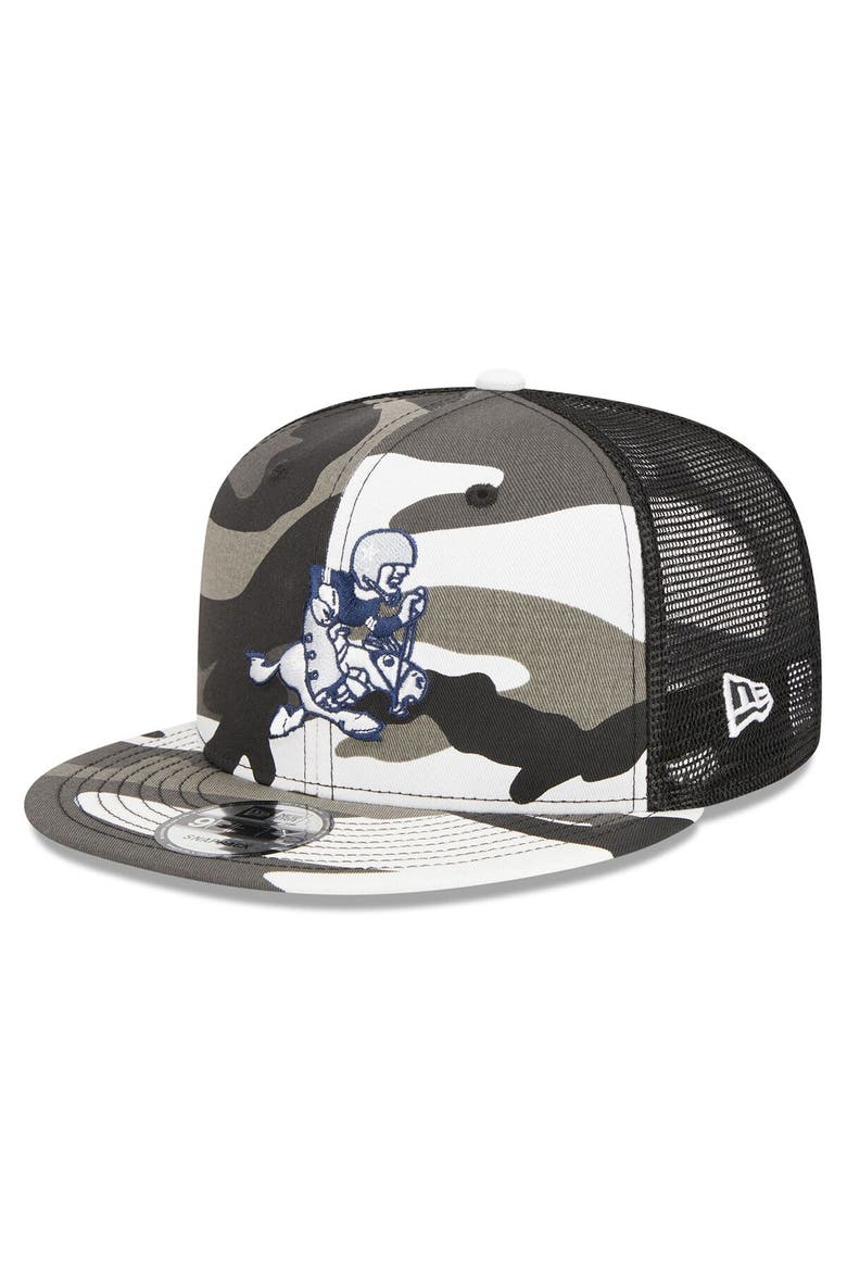 Men's New Era Urban Camo Dallas Cowboys 9FIFTY Trucker Snapback Hat, Main, color, Camo