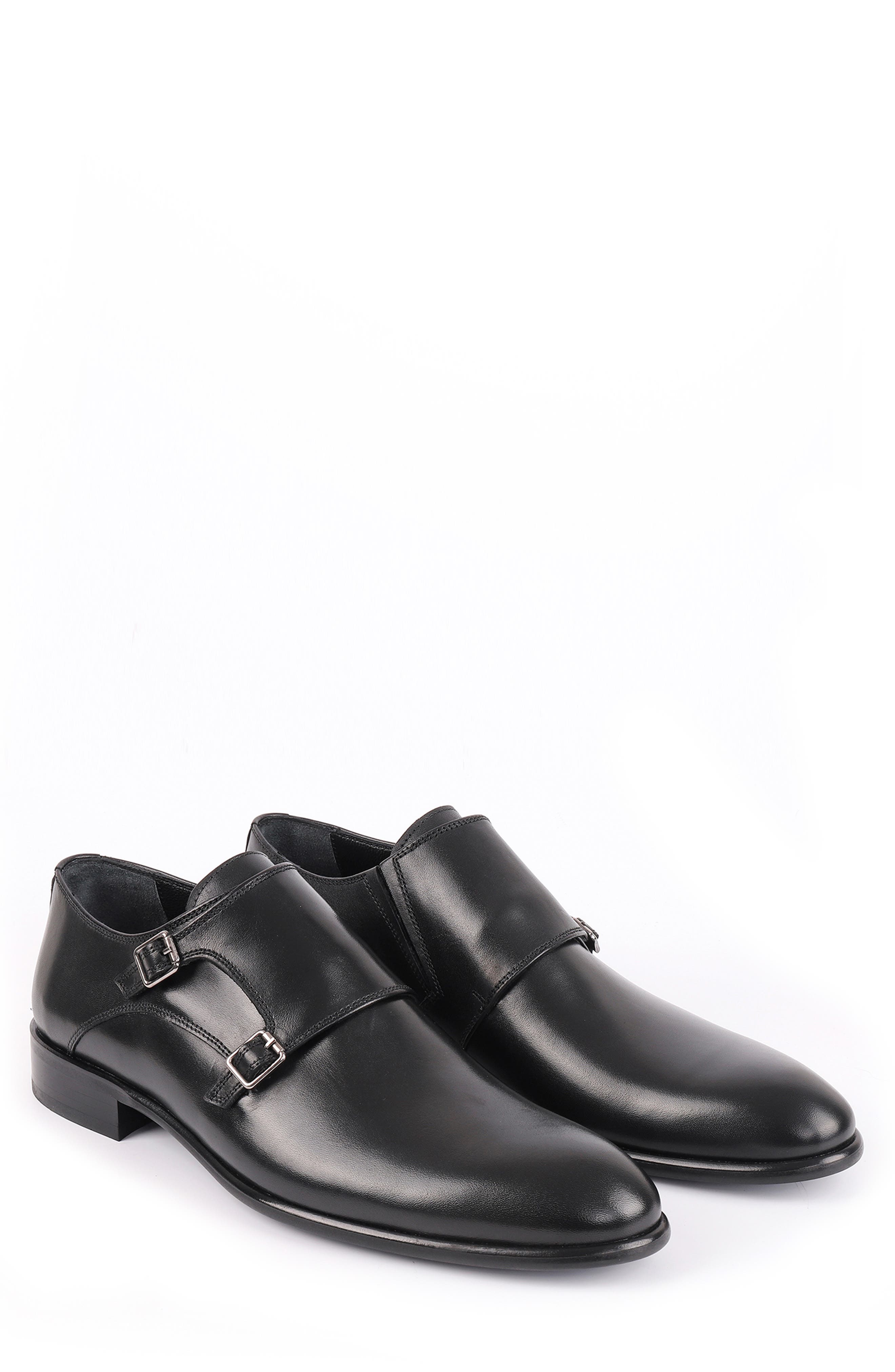 VELLAPAIS Nemo Double Monk Strap Leather Loafer, Alternate, color, Black