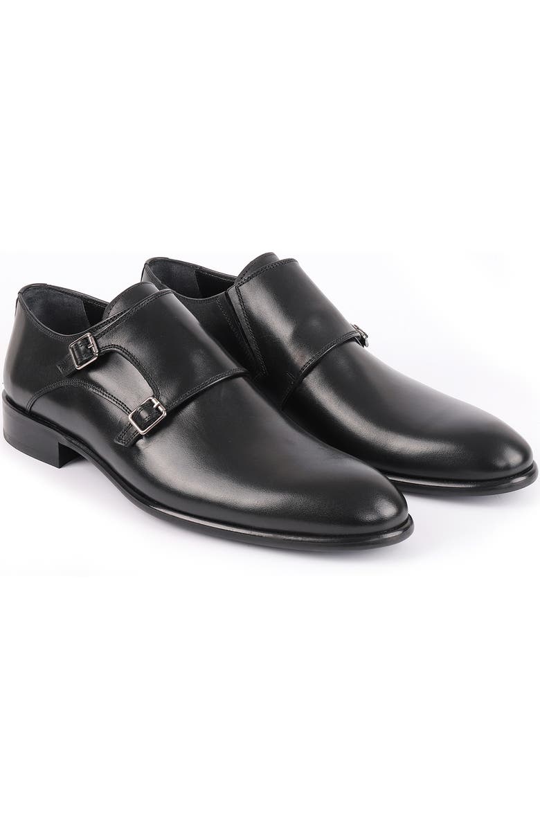 VELLAPAIS Nemo Double Monk Strap Leather Loafer, Alternate, color, Black