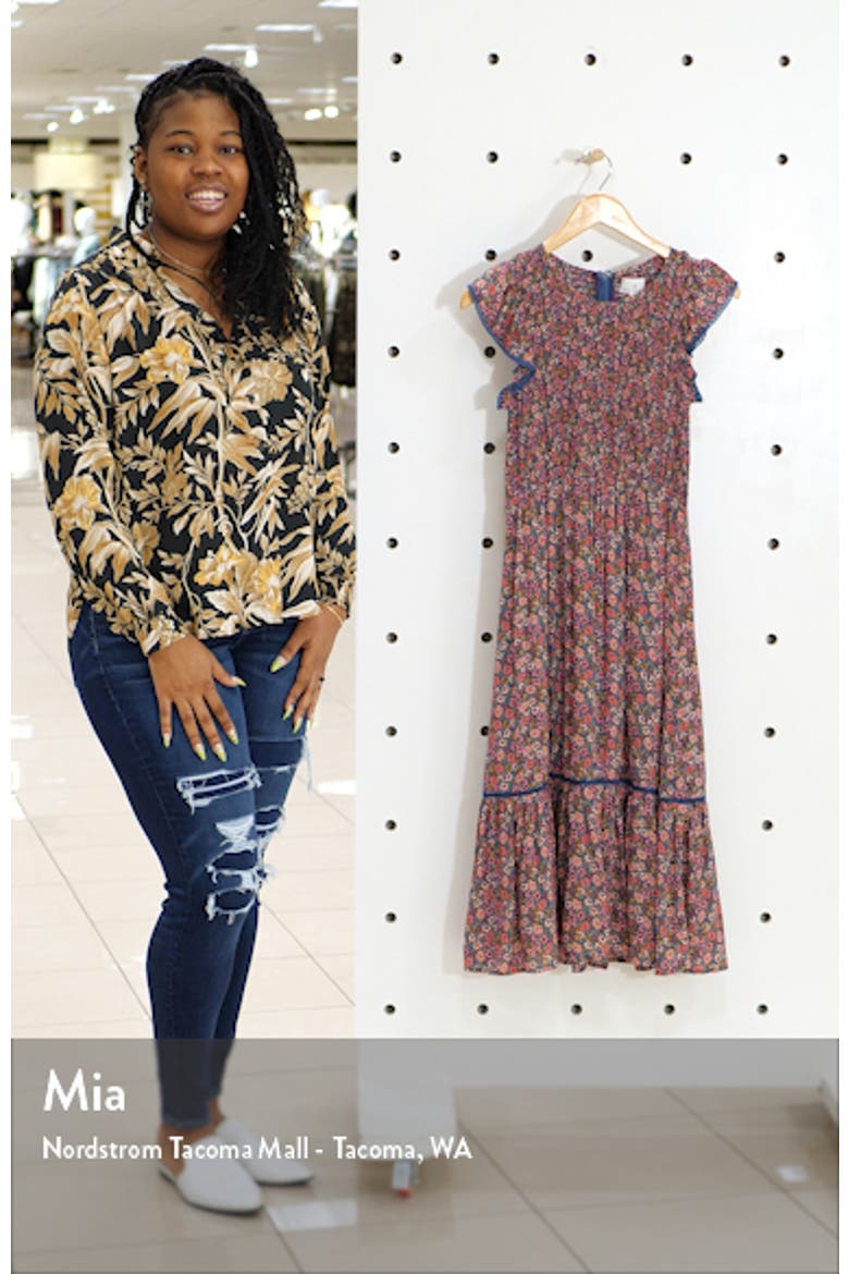 Orchid Print Smocked Midi Dress video