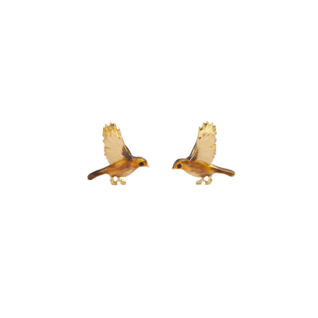 Fable England Enamel Flying Robin Earrings