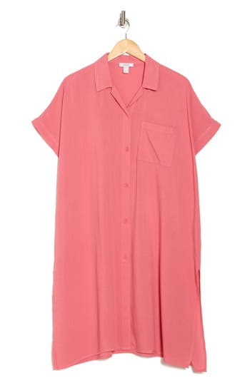 NORDSTROM RACK NORDSTROM RACK EVERYDAY BUTTON-DOWN BEACH COVER-UP TUNIC