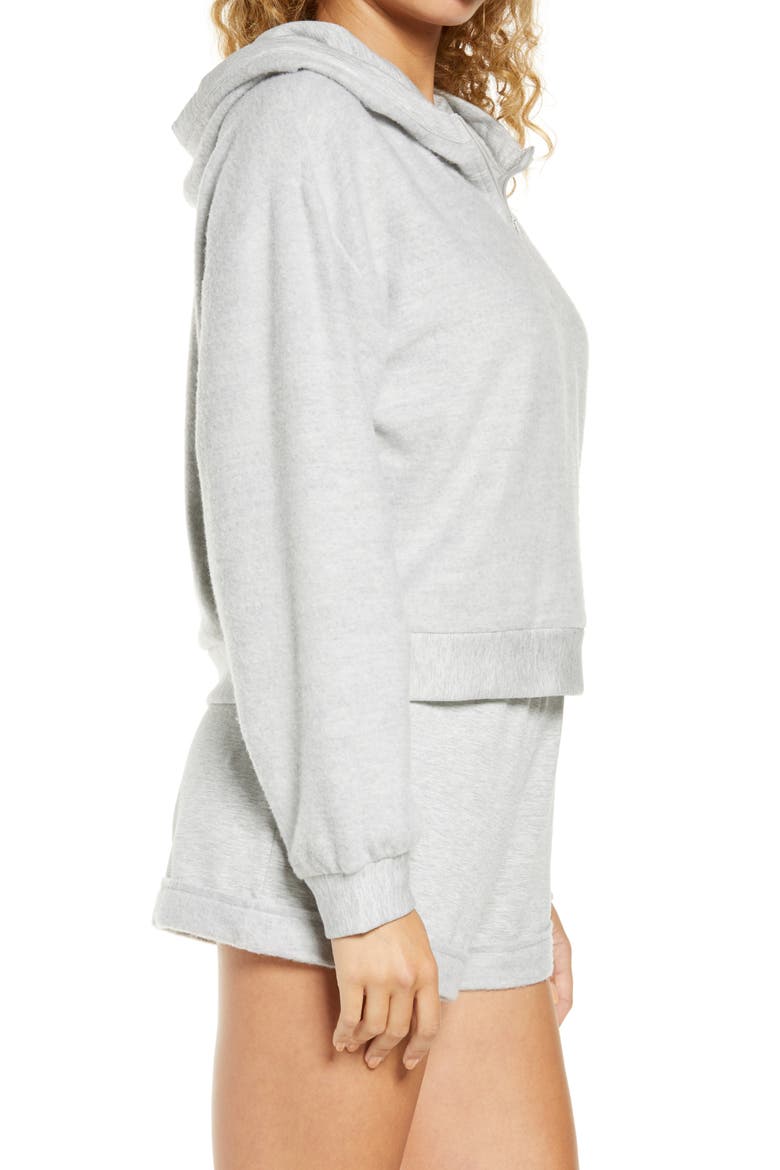 Half Zip Fleece Hoodie, Alternate, color, GREY PEARL HEATHER
