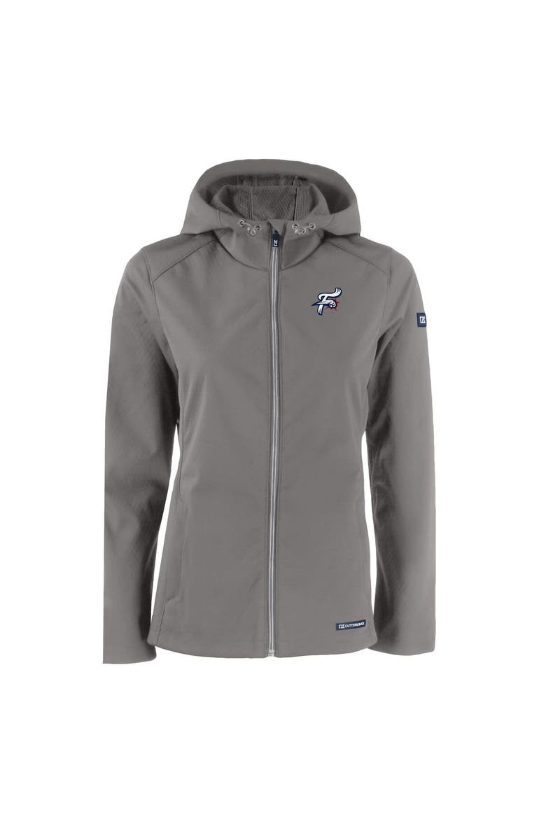 Women's Cutter & Buck  Steel Reading Fightin Phils Evoke Eco Softshell Recycled Full-Zip Jacket, Alternate, color, Steel