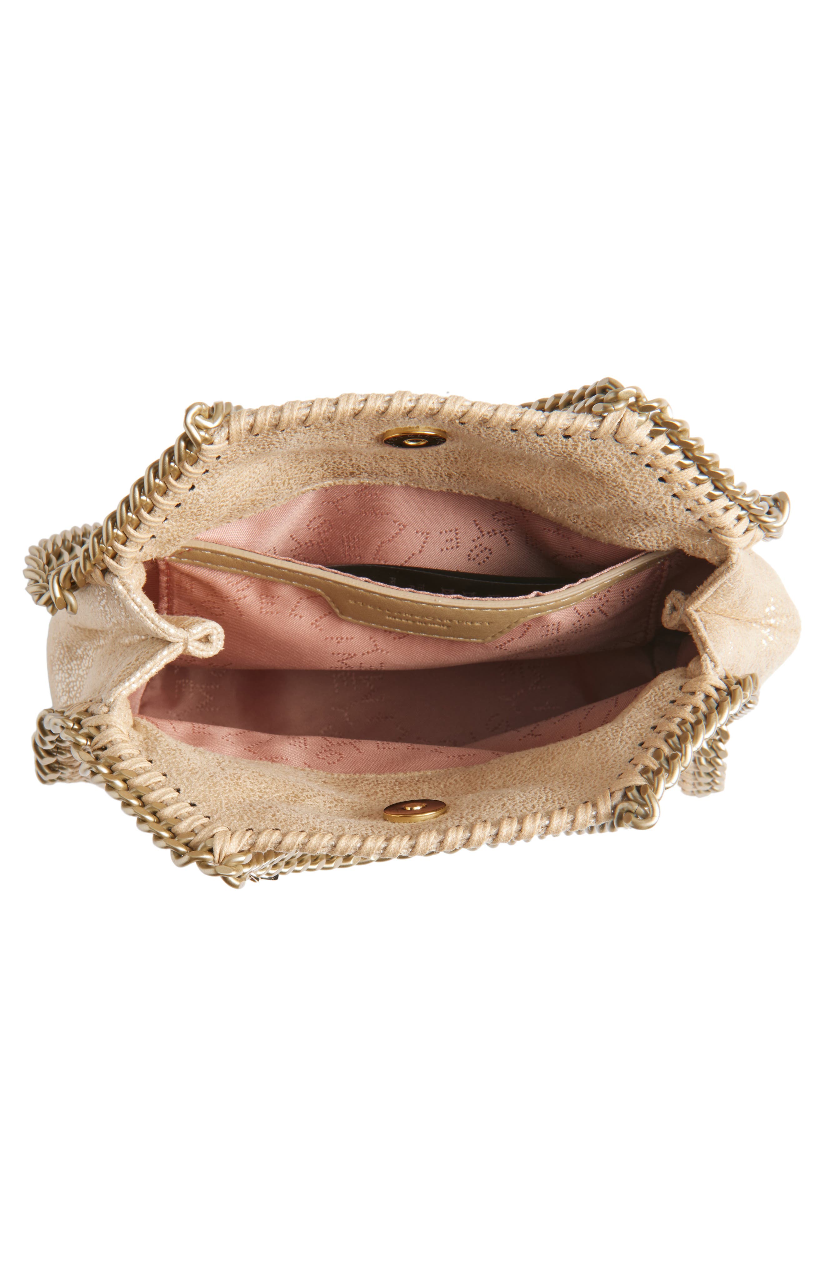 Stella McCartney Mini Falabella Metallic Faux Leather Crossbody Bag, Alternate, color, Gold