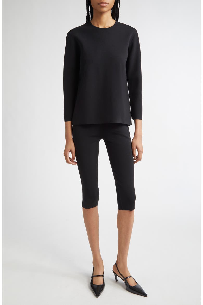 Compact Knit Top, Alternate, color, BLACK