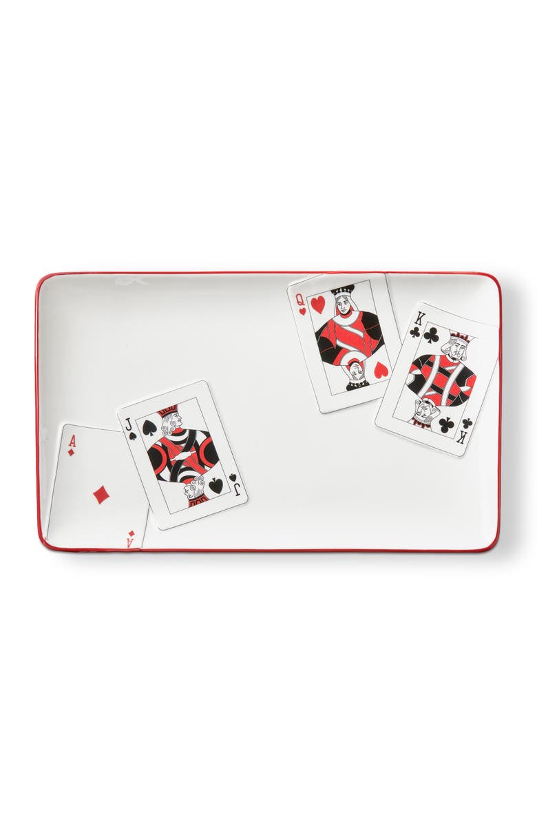 tag Everyday Playing Cards Earthenware Platter Multi 15 x 9 x 0.78 in, Main, color, Multicolored