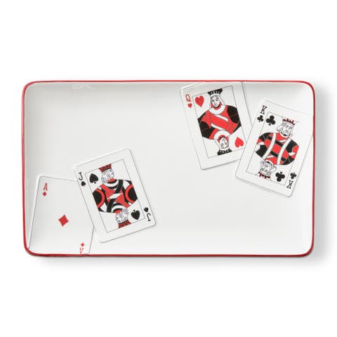 Everyday Playing Cards Earthenware Platter Multi 15 x 9 x 0.78 in
