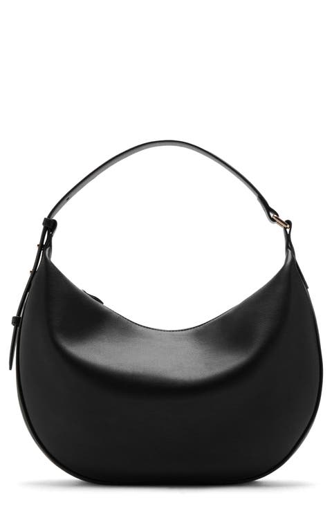 Oval Faux Leather Shoulder Bag