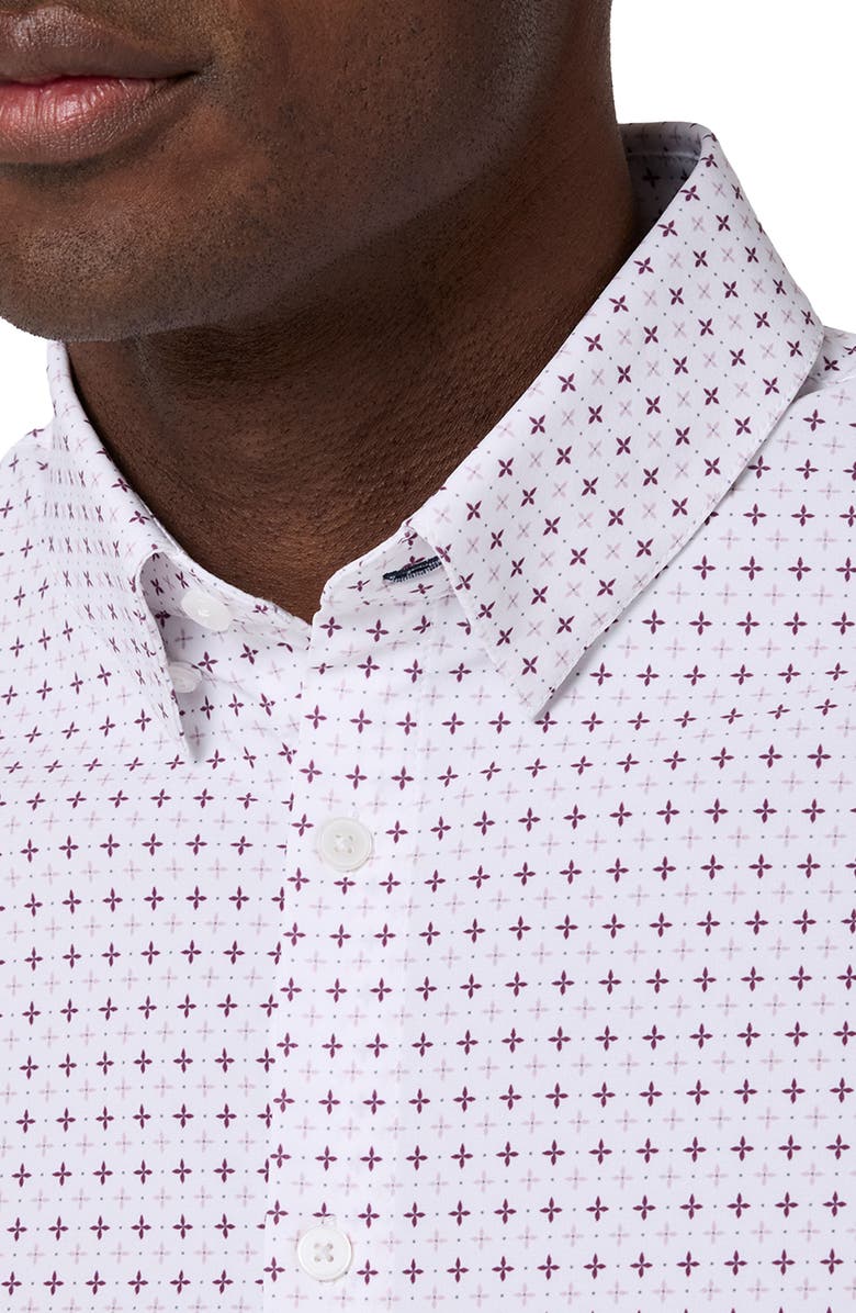 Mizzen+Main Leeward Trim Fit Print Performance Button-Up Shirt, Alternate, color, Eggplant Hatch Mark