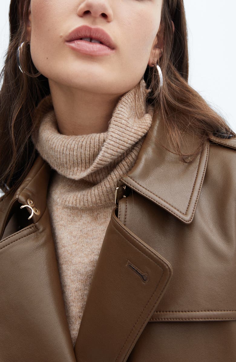 MANGO Faux Leather Trench Coat, Alternate, color, 