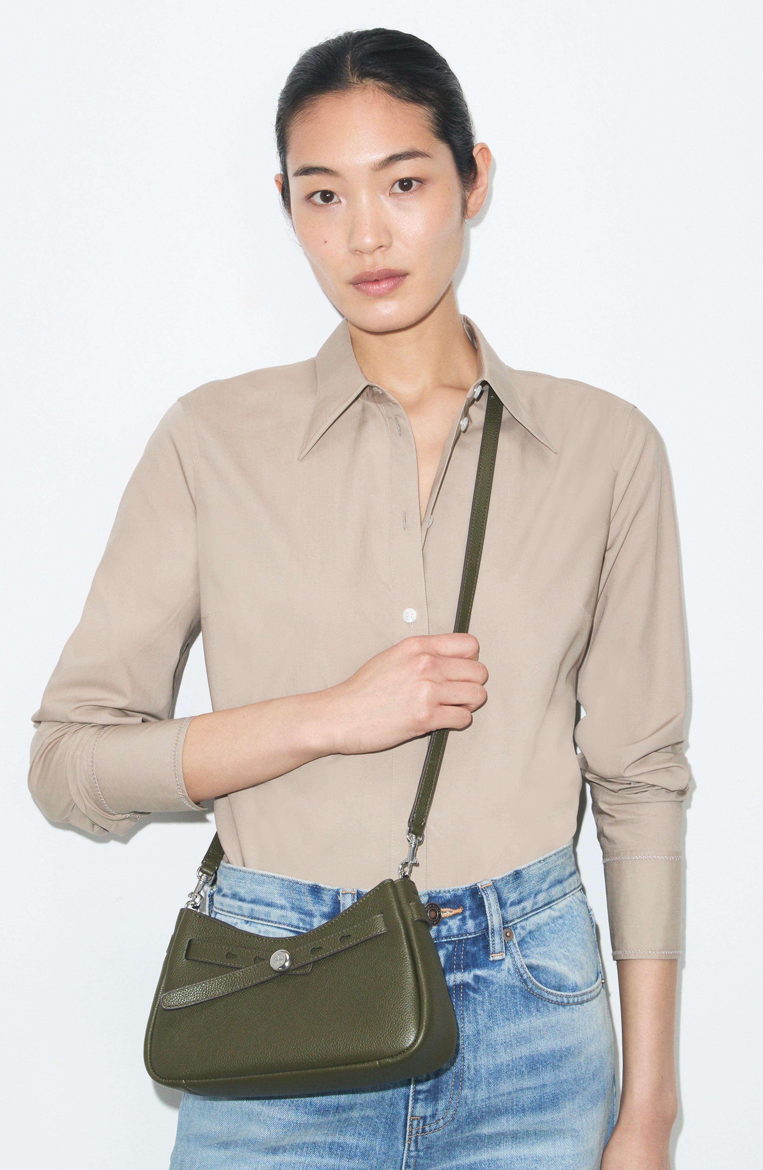 Romy Zip Top Leather Crossbody Bag, Alternate, color, LECCIO
