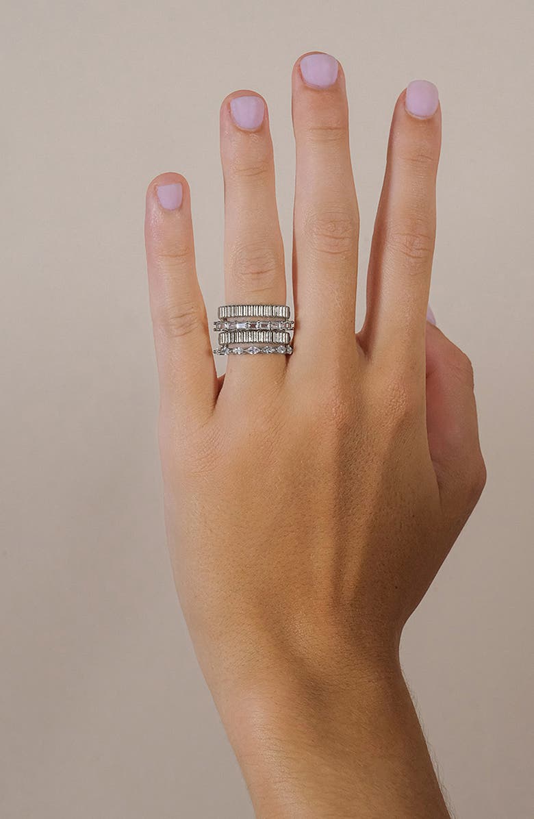 Sterling Forever Odette CZ Stacked Ring, Alternate, color, 