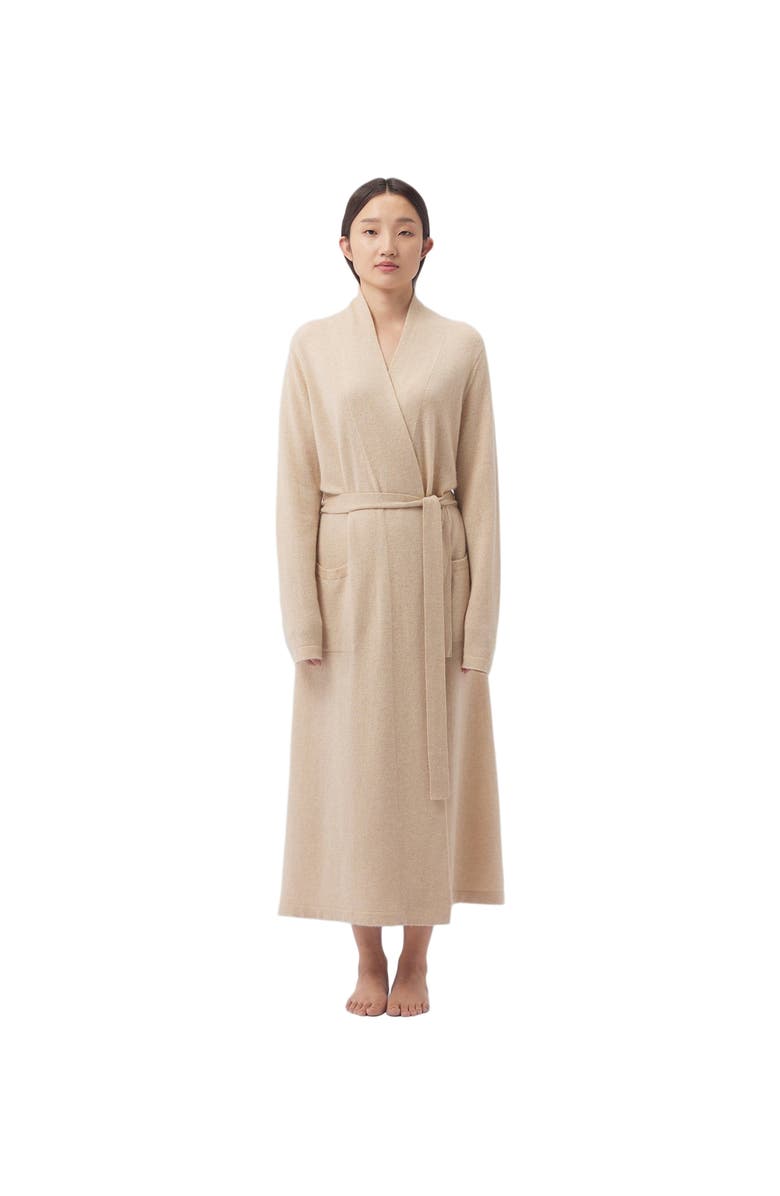 GOBI Mongolian Cashmere Long Cashmere Robe, Main, color, Beige