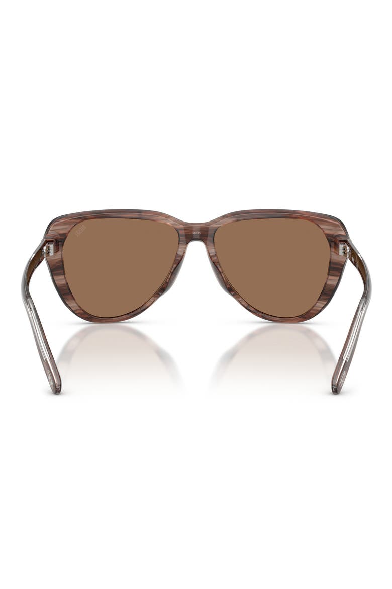 56mm Pilot Sunglasses, Alternate, color, STRIATED BROWN / DARK BROWN