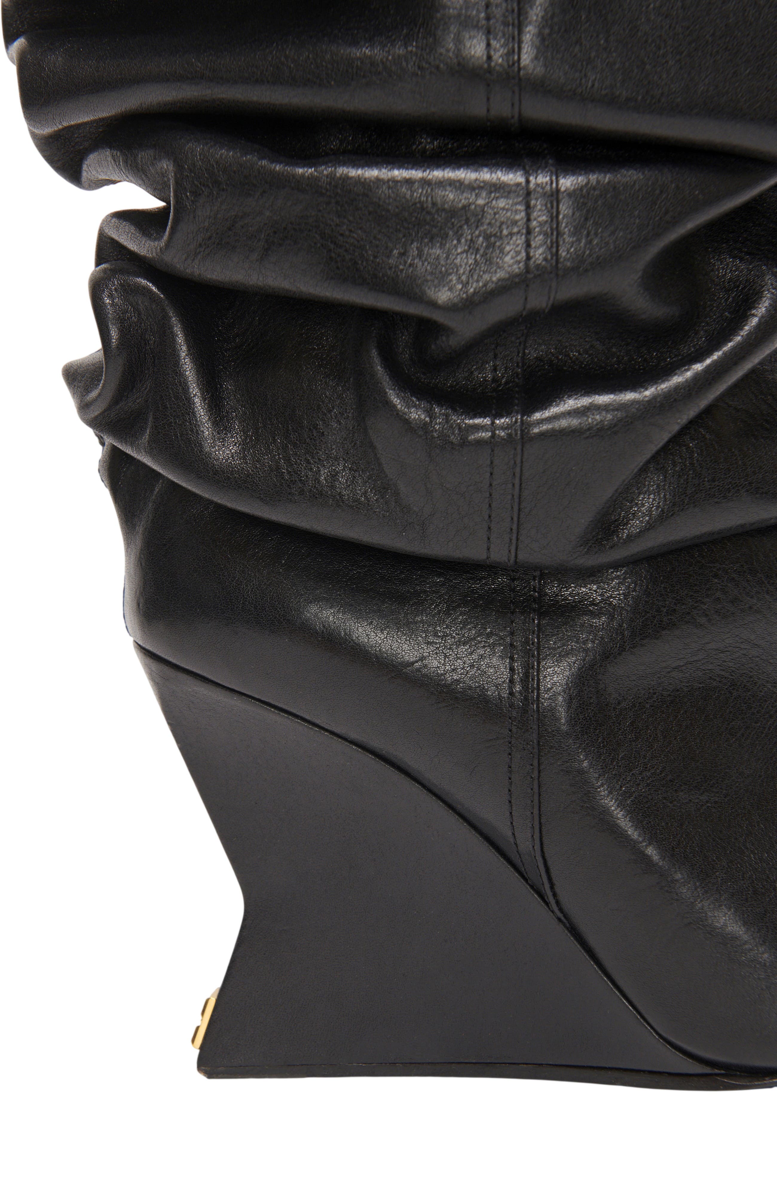 Suede leather Wedge thigh-high boots, Alternate, color, black