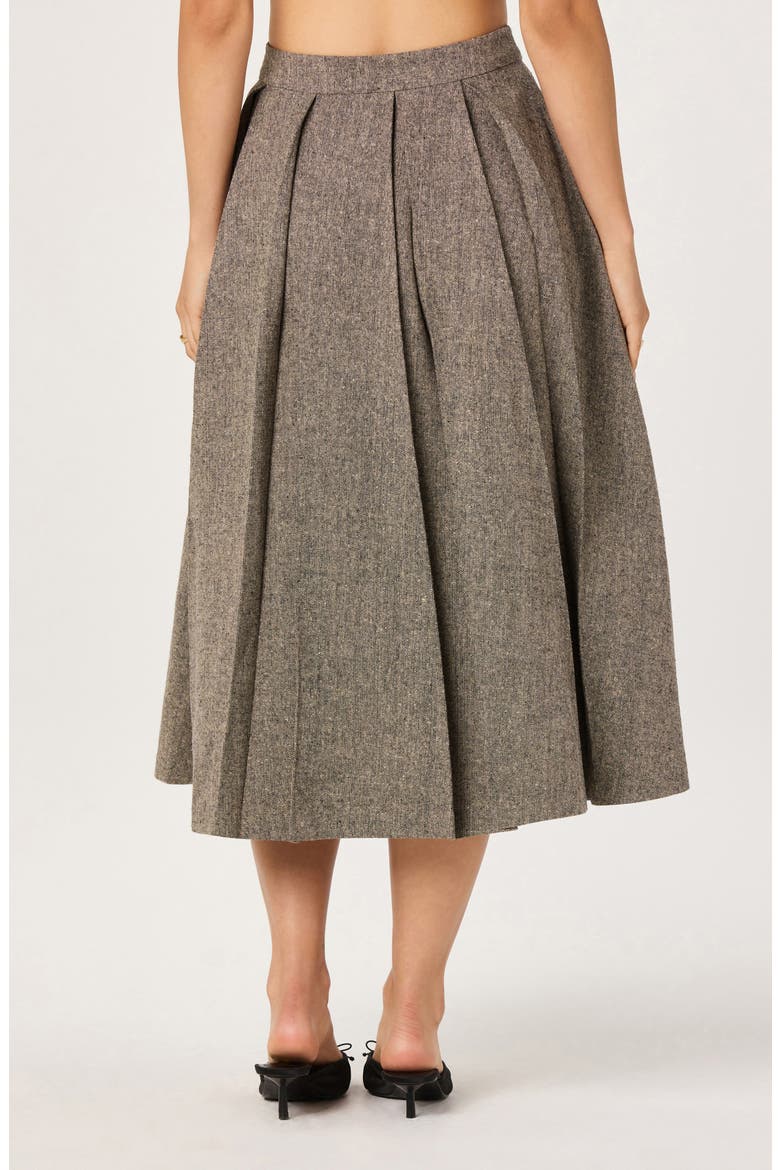 Pleated Midi Skirt, Alternate, color, TAUPE BLACK FLECK