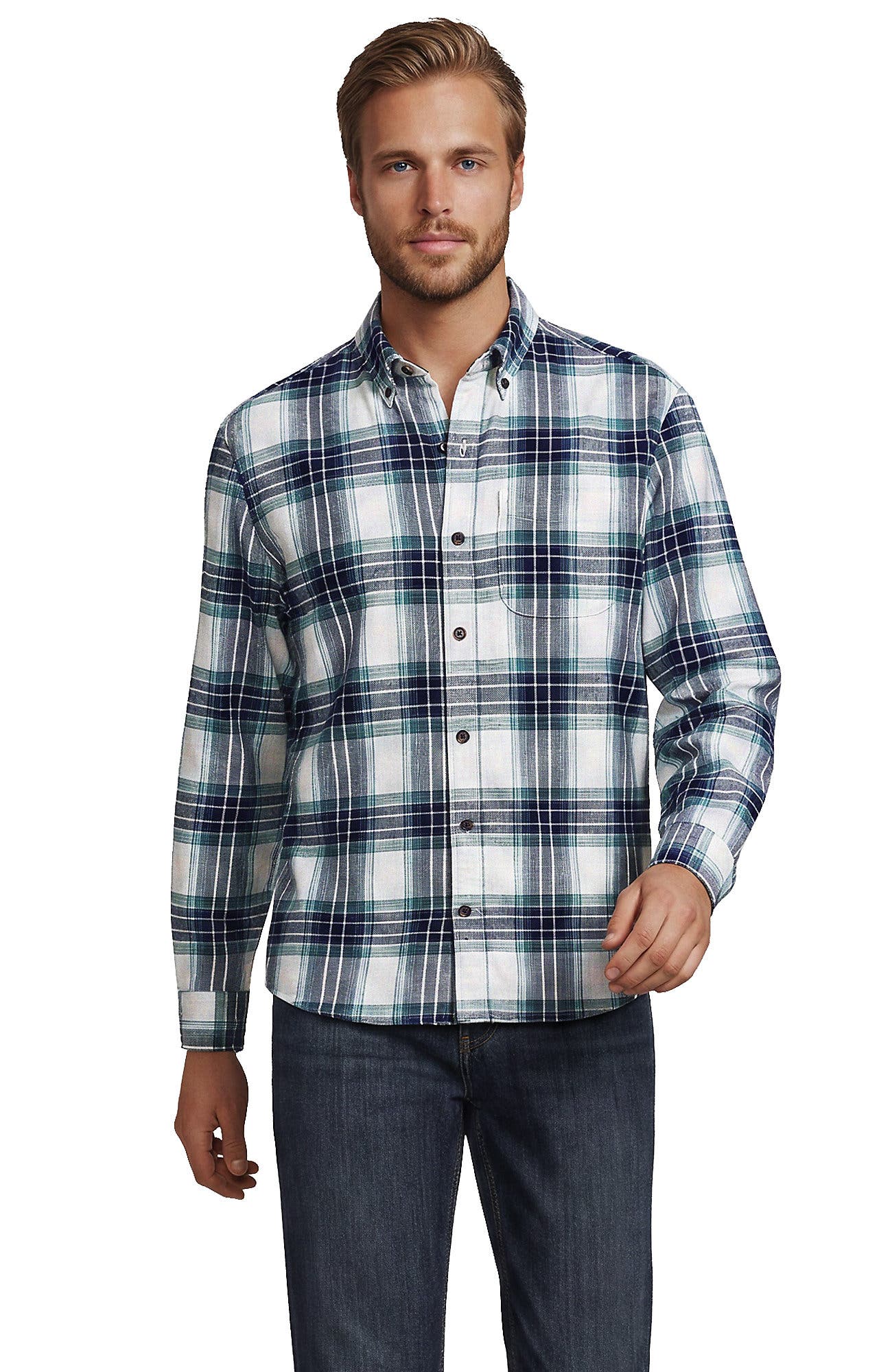 Navy/Light Seagrass Tartan