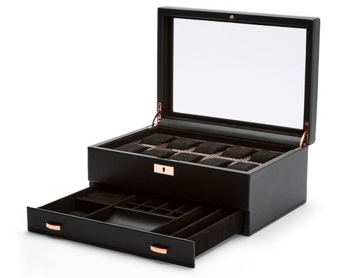Wolf Axis 10 Piece Watch Box With Drawer In Copper