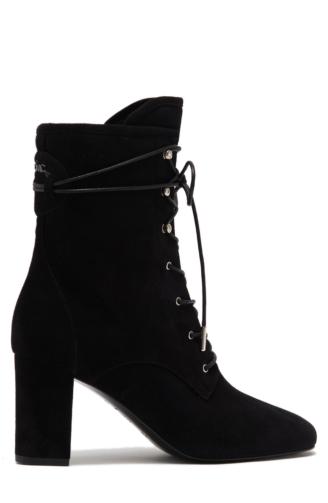 Longchamp Block Heel Leather Lace-Up Boot, Alternate, color, 