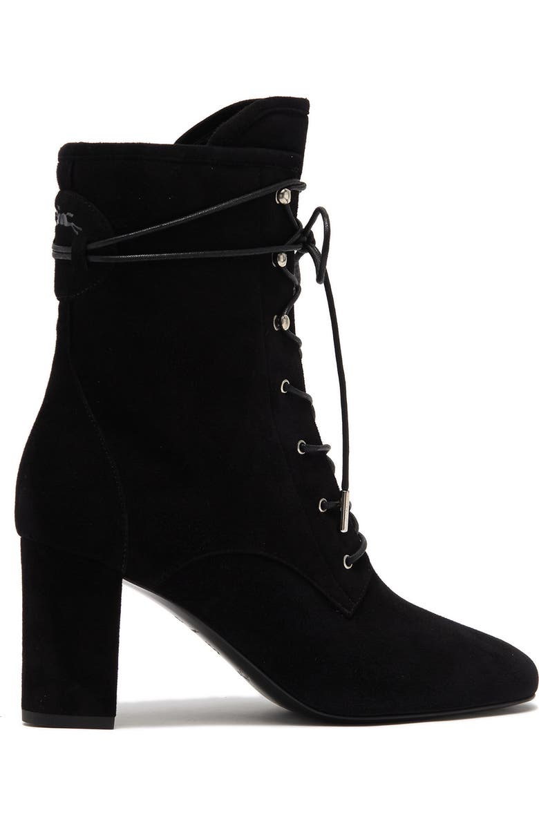 Longchamp Block Heel Leather Lace-Up Boot, Alternate, color,