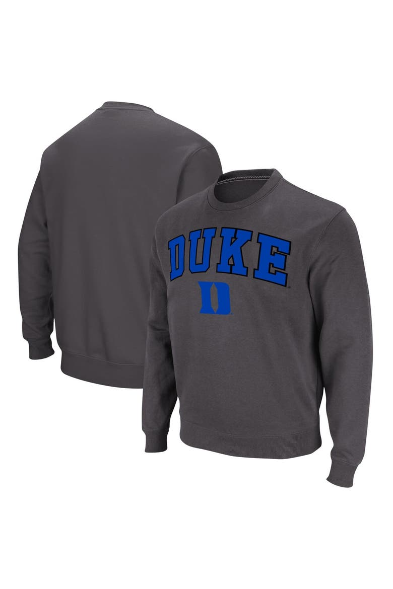 Men's Colosseum Charcoal Duke Blue Devils Arch & Logo Pullover Sweatshirt, Alternate, color, Charcoal