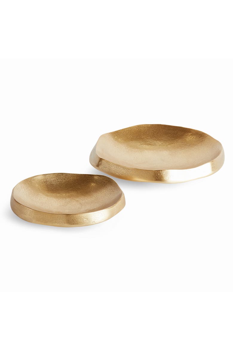 Nico Decorative Bowls, Set of 2 - Gold Cast Aluminum, Main, color, Gold