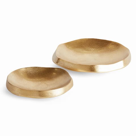 Nico Decorative Bowls, Set of 2 - Gold Cast Aluminum