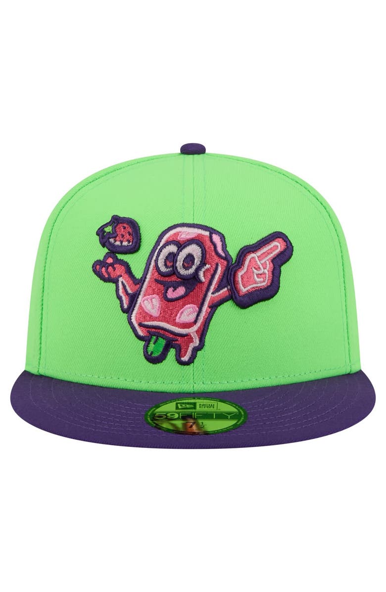 New Era Men's New Era Neon Green Beloit Sky Carp Copa de la Diversión 59FIFTY Fitted Hat, Alternate, color, Neon Green