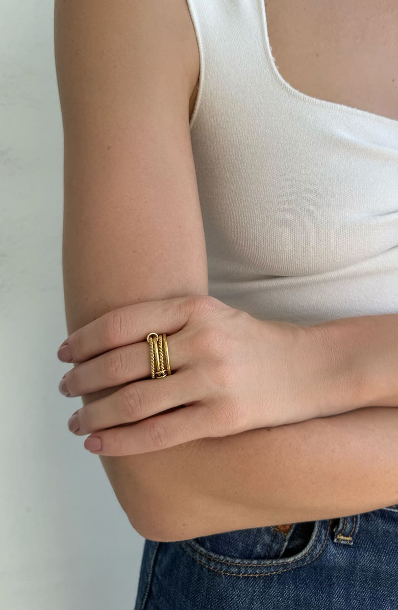 Adornia 18K Gold Plated Stacked Band Ring, Alternate, color, 