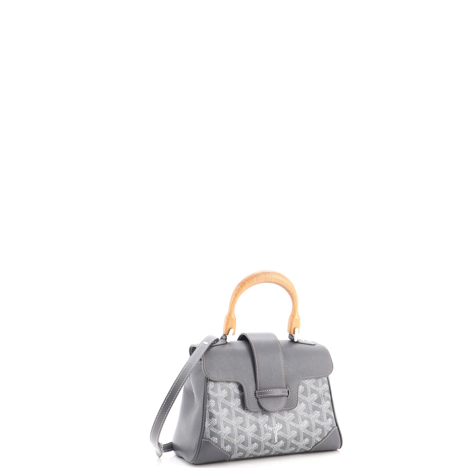 Saigon Top Handle Bag Coated Canvas with Leather Mini, Alternate, color, Grey