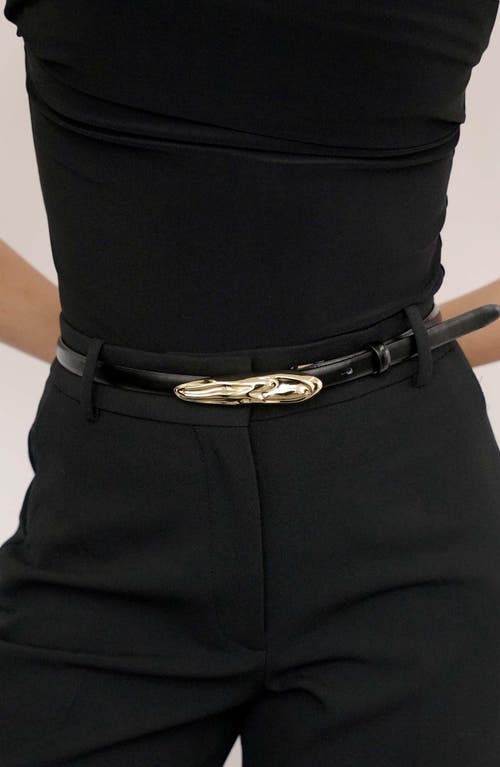 Ettika Ayla Carbon Split Leather Belt In Black