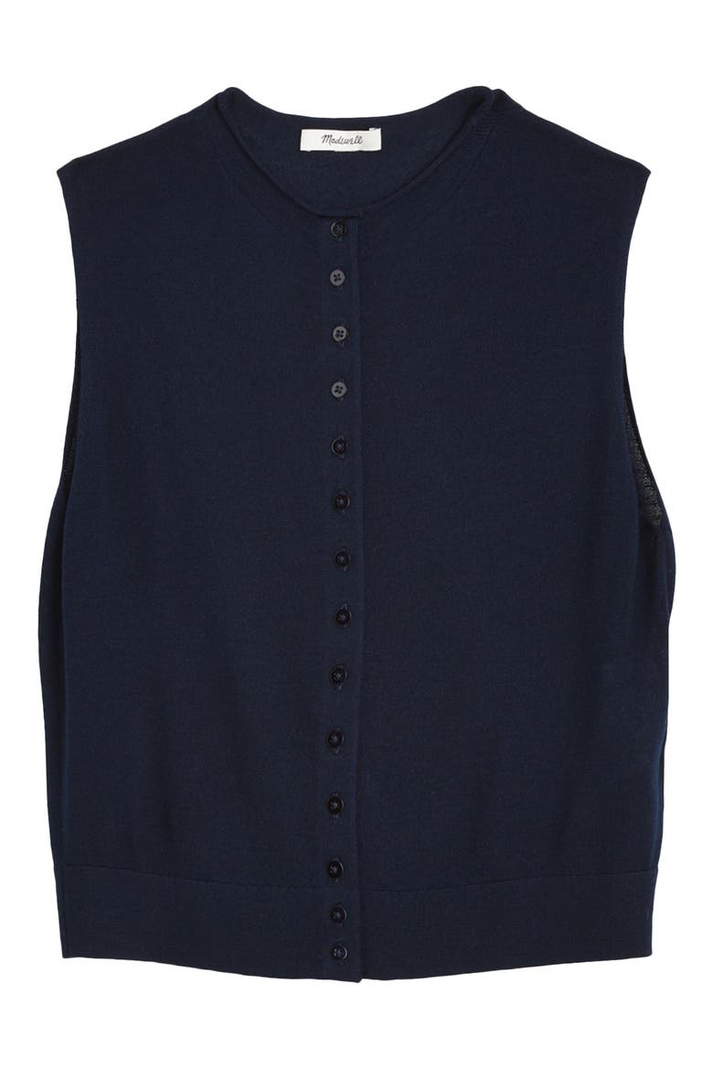 Button Front Sleeveless Cardigan, Main, color, DARK NAVY