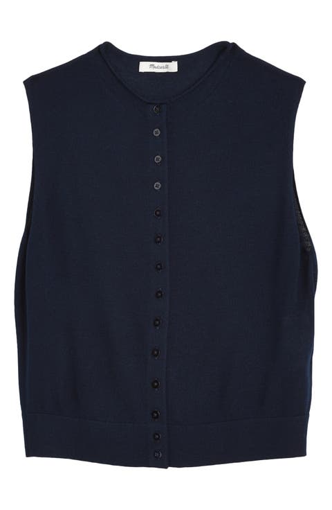 Button Front Sleeveless Cardigan