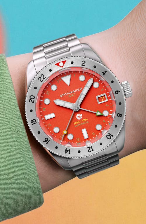 Spinnaker Croft Gmt Automatic Bracelet & Rubber Strap Watch, 39mm In Red